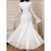 [Elegant Plus Size Dress] Elegant Plus Size Lace-Trimmed Long Sleeve Dress | White Bodycon with Floral Pattern, High Neck, Flowing Skirt, Stretchy Fabric - Perfect for Weddings & Formal Events
