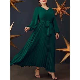 Elegant • Plus Size Women's Emerald Green Maxi Dress • Highquality Material, Non-Stretchy, Formal & Everyday, Machine Washable