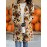 [Plus Size Turkey Cardigan] Plus Size Women's Thanksgiving Turkey Print Long Sleeve Cardigan | Lightweight Open Front, Stretchy Machine-Washable, Versatile Layering, Seasonal Fashion, Durable, Breathable