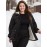 Plus Size - Plus Size Women'S Winter Parka with Drawstring Waist & Hood - Warm Polar Fleece Lined Coat, Casual Black Bomber Jacket for Cold Weather, Winter Parka, Snowy Day Attire, Flared Hem Coat, Nonstretch Fabric