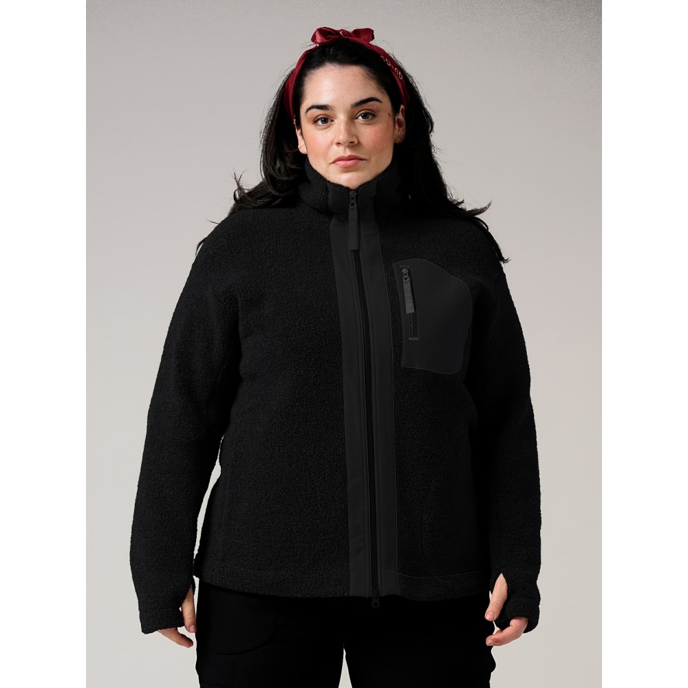 Winter Black  High Collar Jacket - Outdoor Casual, Front Zipper, Hidden Zipper Insert Bag