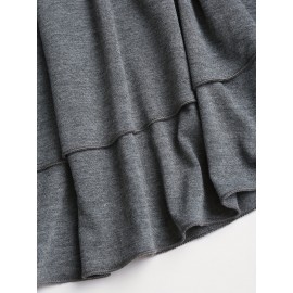 Women'S Elegant Long Sleeve Top with Heart Detail - Casual, Layered, Round Neck, Solid Color, Perfect for Spring and Fall, Casual Attire|Heart Detail Top|Layered Design