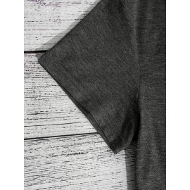 [Season Versatile] Women's Yin Yang Tree of Life Graphic T-Shirt - Short Sleeve Crew Neck, Dark Gray with Colorful Night Sky Design, Casual Summer & Spring Top, Casual Wear Top|Tree Of Life Design|Smooth Texture Shirt