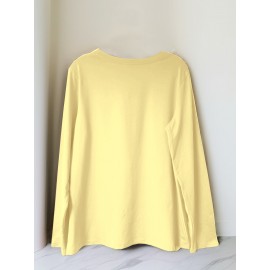 Floral Cross Print Women's Long Sleeve Crew Neck T-Shirt - 