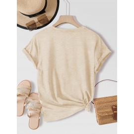 Women'S Casual Forest Print T-Shirt - Breathable Short Sleeve Crew Neck, Dopamine Design, Versatile Outdoor & Top for Spring/Summer/Fall, Forest Shirt