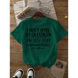 Summer Women's Letter Print Front and Back Fashion Short Sleeve T-Shirt, Comfortable Breathable Fabric, Casual Sporty Style, Suitable for Spring and Summer