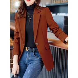 Elegant Red Blazer with Golden Buttons - Stylish Long Sleeve Women'S Suit Jacket, Suitable for Work and Leisure, Autumn and Winter, Casual Workwear | Chic Blazer with Fashionable Button Details, Ladies' Blazer QL25