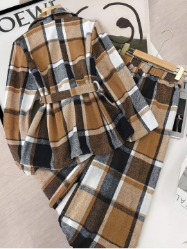 Women'S Stylish Autumn/Winter New High-End Fleece Slim Fit Tie-Up Blazer and Long Pants Suit, 2pcs Set for Office Commuting Versatile Wear, Casual Attire|Sleek Formal Attire|Sleek Design