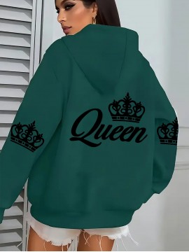 [Queen Crown Hoodie] Plus Size Women's Pink 